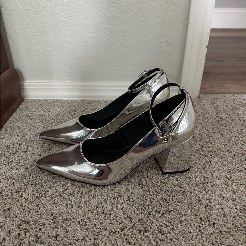NWOT ASOS Silver Block Heels
